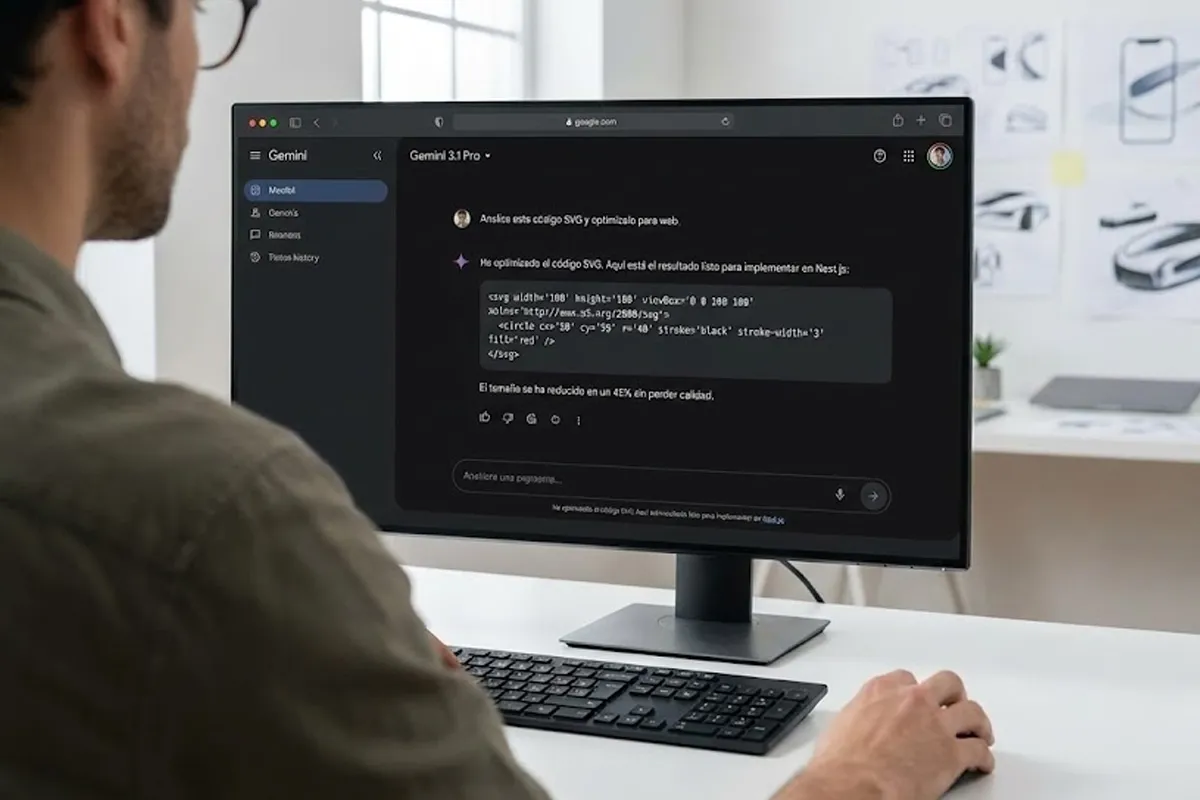 Interfaz de desarrollo con Gemini 3.1 Pro en AchaStudios