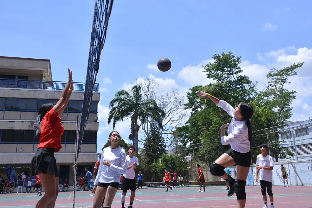 Bloqueo en la red de voleibol
